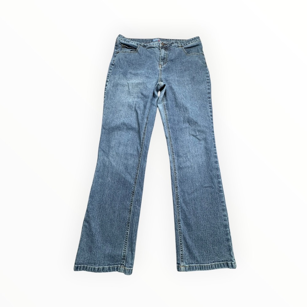 Westport‎ Jeans Womens 16 Short Blue Denim Bootcut Stretch Embroidered Pockets